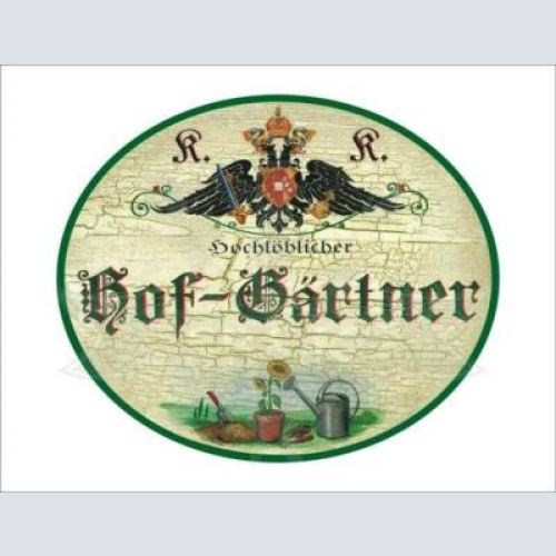 Kuk nostalgie holzschild - hochlöblicher hof-gärtner - sonnenblume gießkanne th