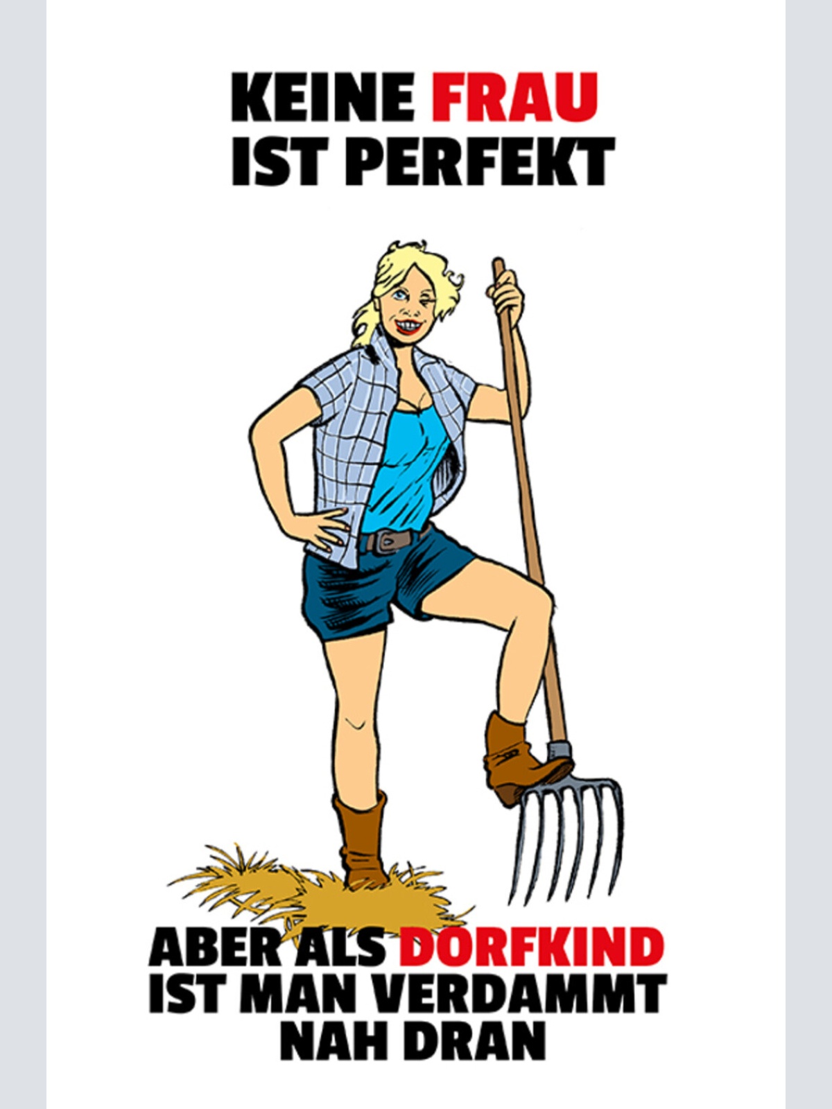 Schild Spruch Keine Frau ist perfekt Aber als Dorfkind ist man verdammt nah JW