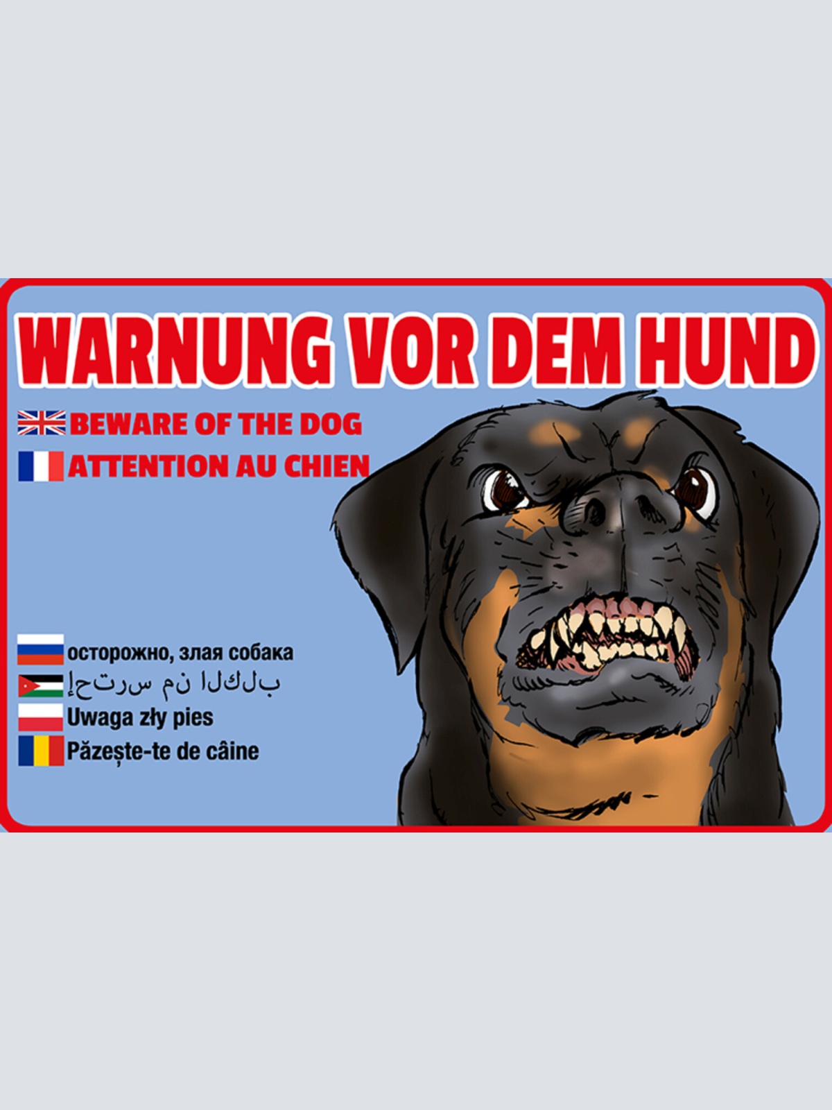 Schild Spruch Warnung vor dem Hund versch Sprachen JW