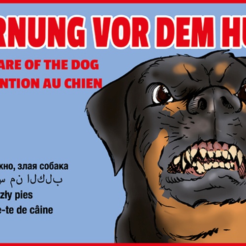 Schild Spruch Warnung vor dem Hund versch Sprachen JW