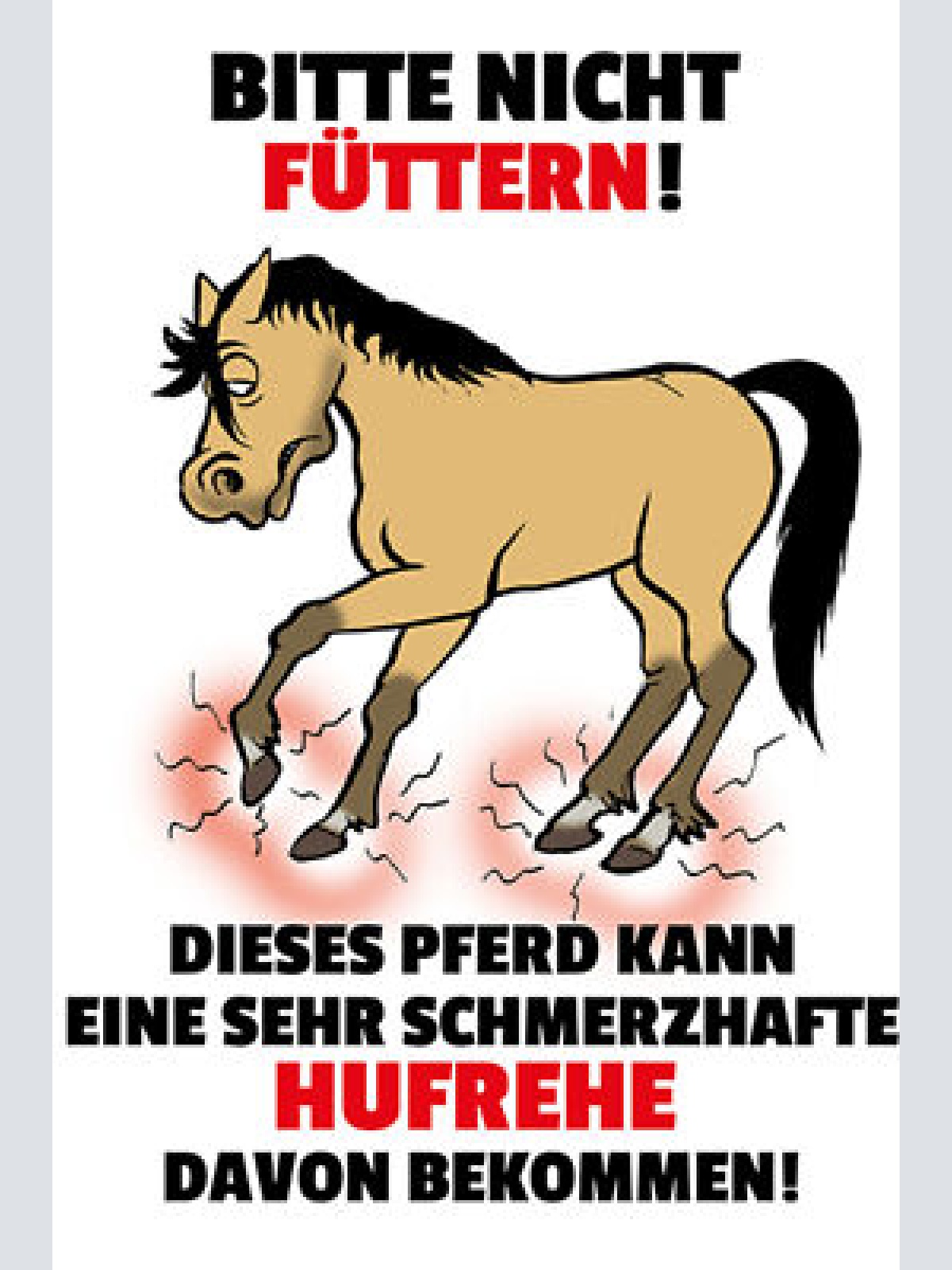 Schild Spruch Bitte nicht füttern Pferd kann Hufrehe bekommen JW