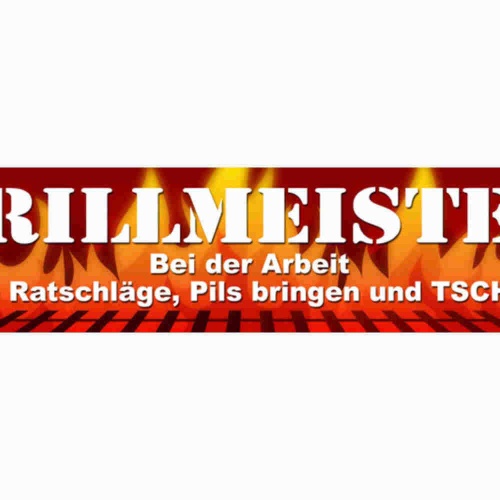 Schild Grill Meister Grillen BBQ Arbeit Pils Bier Fleisch 46 x 10 Blech od. Holz