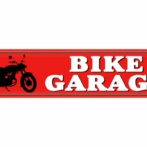 Schild Bike Garage Motorrad Biker Fahrer Werkstatt Bike 46 x 10 Blech od. Holz