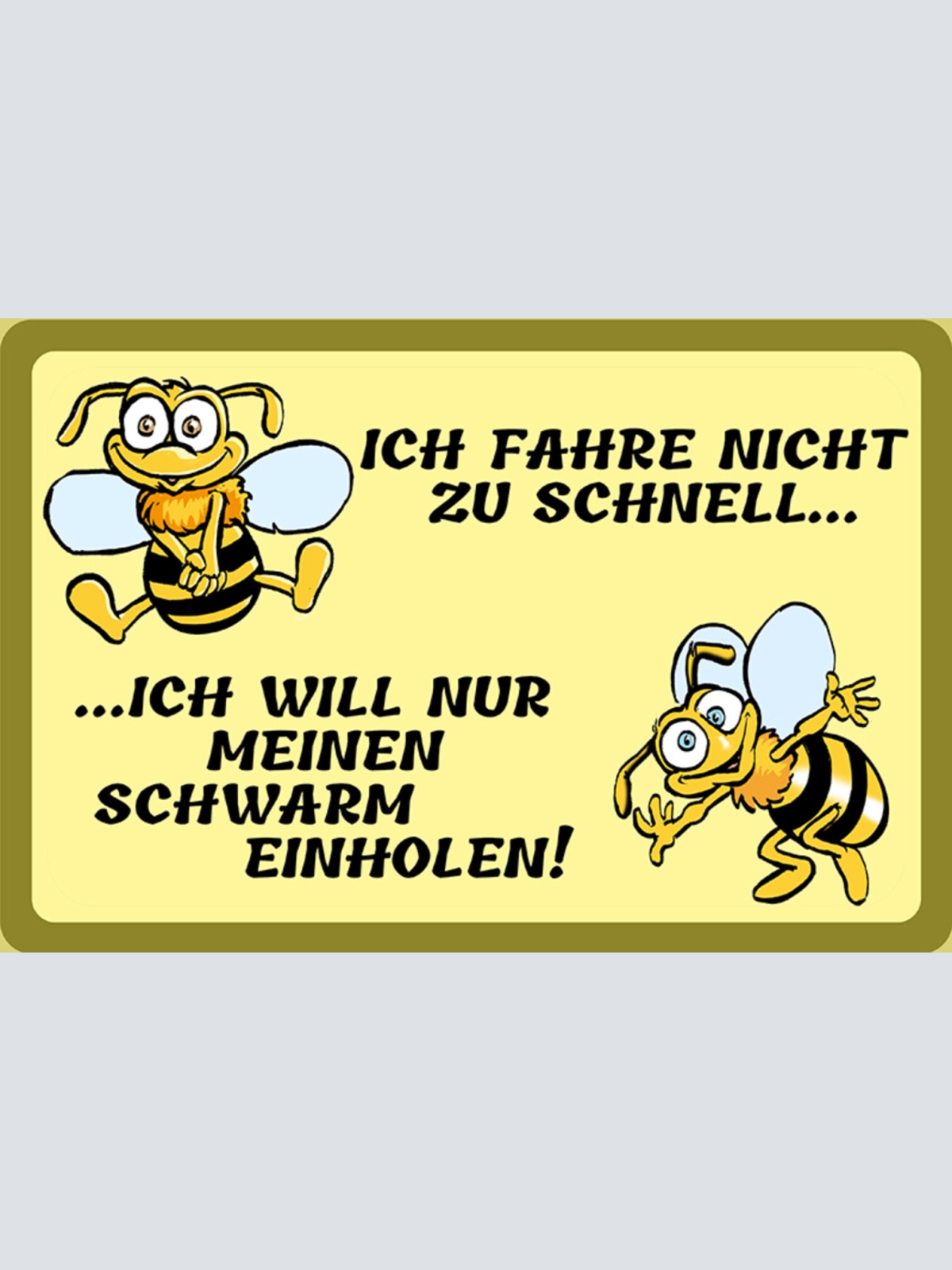 Schild Spruch Ich fahre nicht zu schnell Ich will nur Schwarm einholen Biene JW