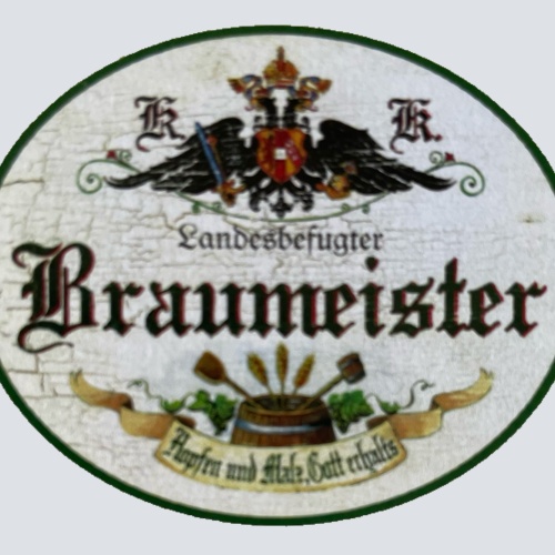 KuK Nostalgie Holzschild Landesbefugter Braumeister Bier Brauerei Alkohol Schild