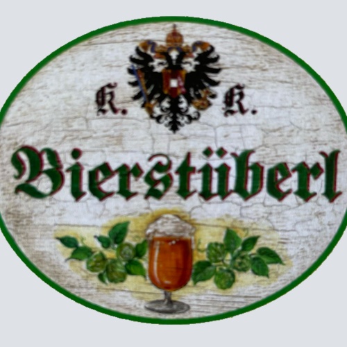 KuK Nostalgie Holzschild Bierstüberl Alkohol Wirt Wirtshaus Bier Glas Schild