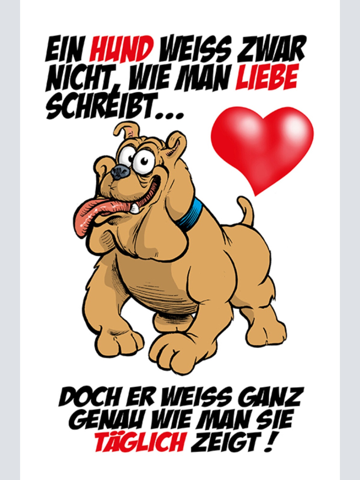 Schild Spruch Ein Hund weiß zwar nicht wie man Liebe schreibt doch er weiß JW