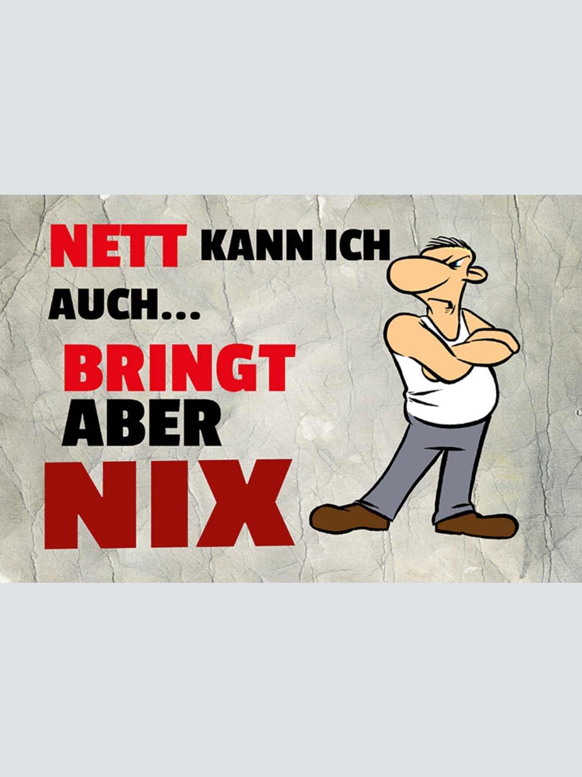 Schild Spruch Nett kann ich auch Bringt aber nix Wut Ärger JW