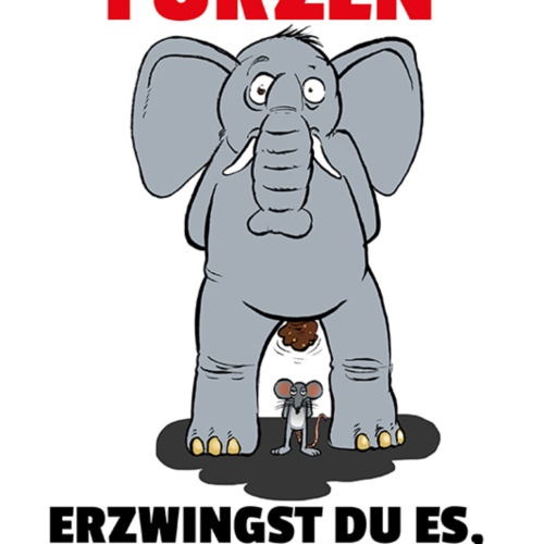 Schild Spruch Glück wie furzen Erzwingst du es kommt Scheiße raus Elefant MausJW