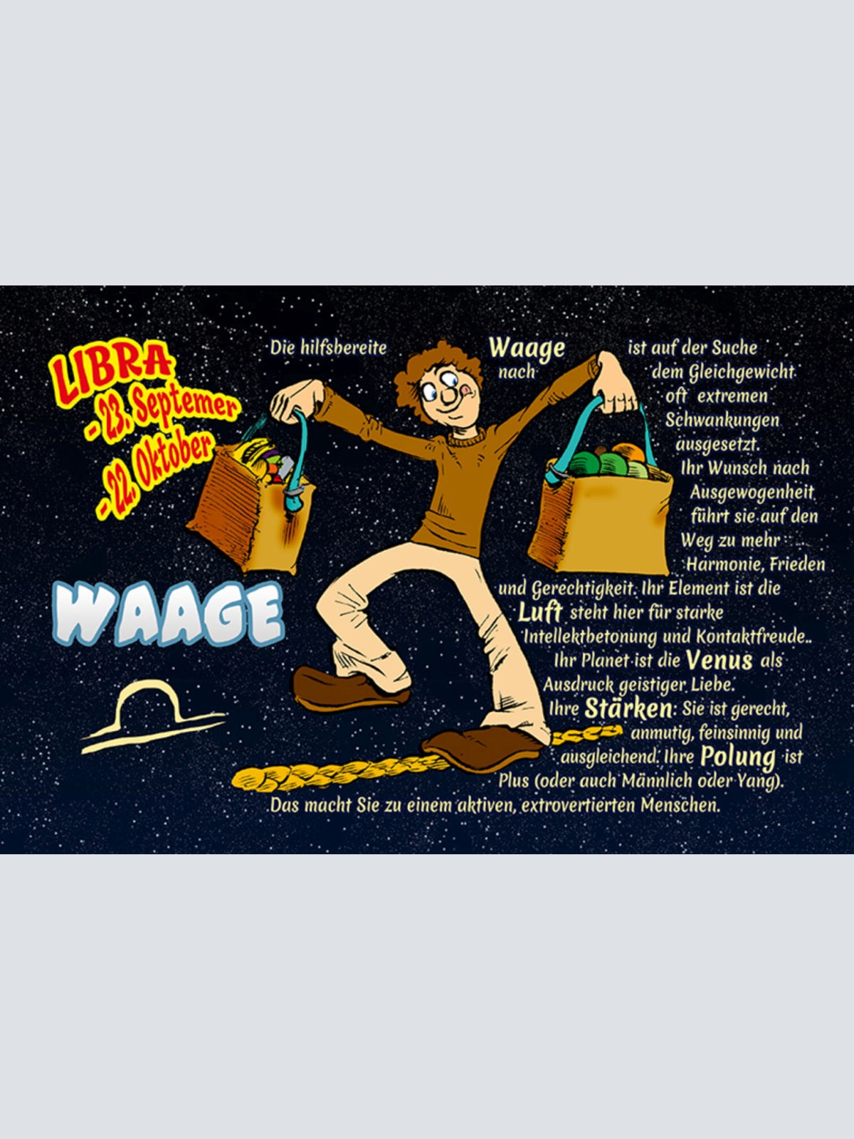 Schild Spruch Sternzeichen Waage JW