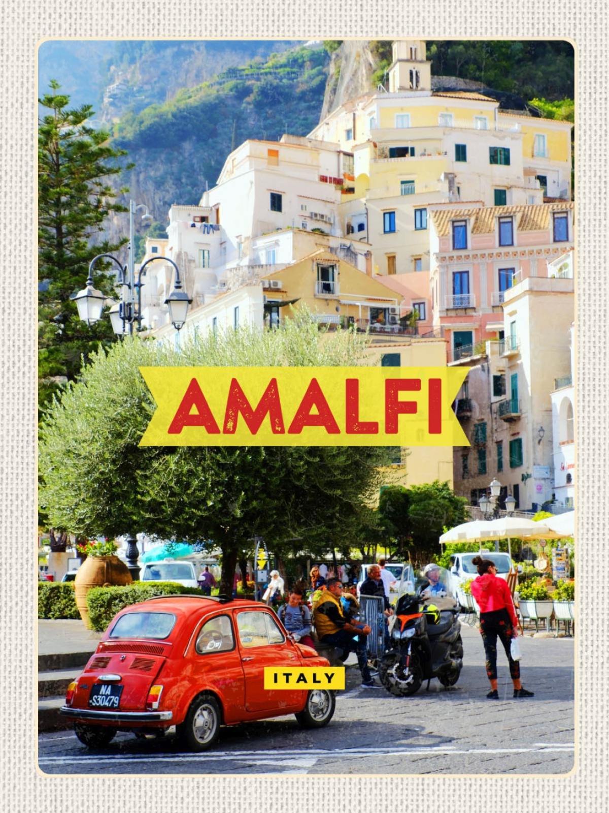 Schild Amalfi Italy Italien Küste Stadt Platz 12x18 20x30 30x40 Blech od. Holz