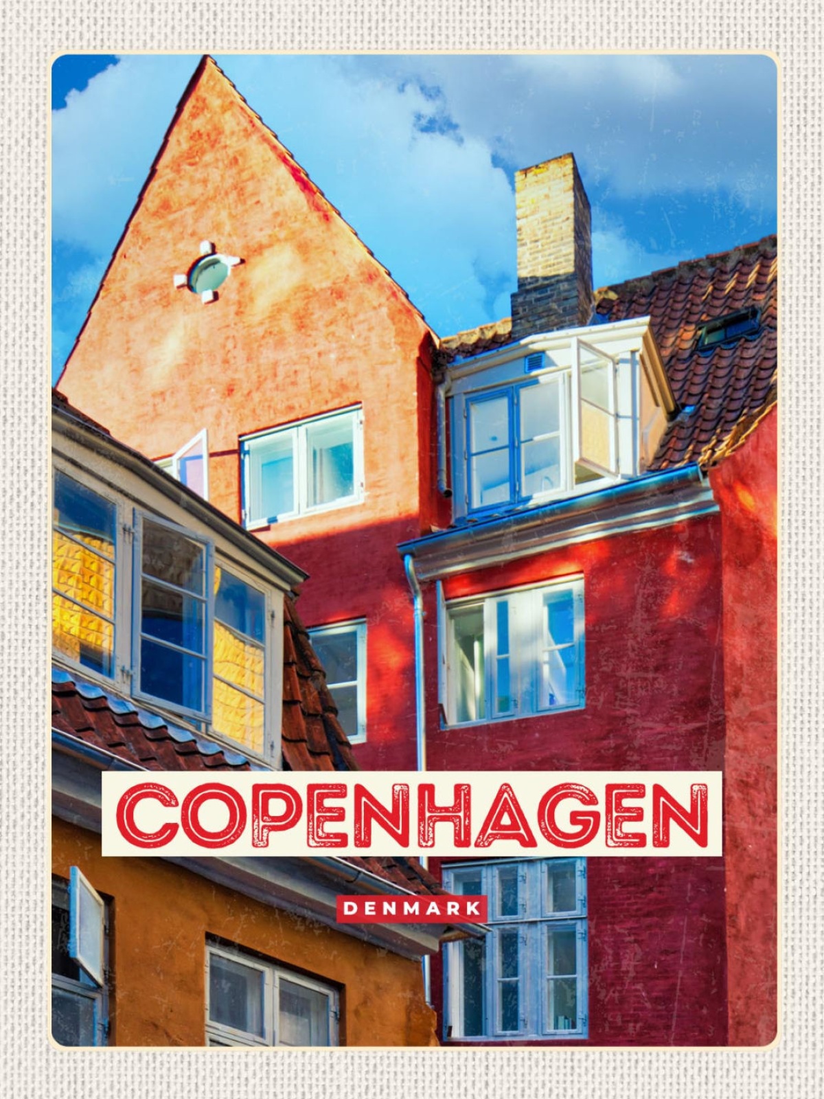 Schild Copenhagen Kopenhagen Dänemark Gebäude 12x18 20x30 30x40 Blech od. Holz