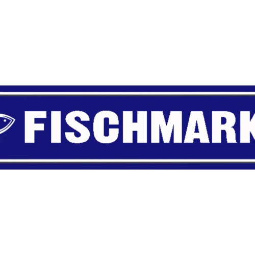 Schild Fisch Markt Stand Verkauf Handel Ort Straße Platz 46 x 10 Blech od. Holz