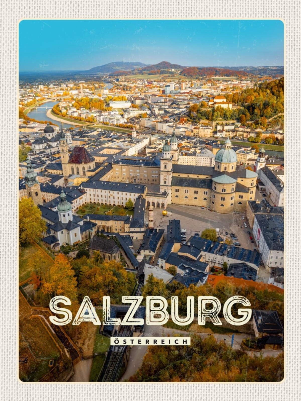 Schild Salzburg Österreich Stadt Ansicht Dom 12x18 20x30 30x40 Blech/Holz