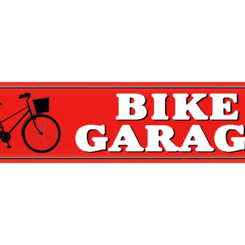 Schild Bike Garage Fahrrad Raum Fahrer Werkstatt Bike 46 x 10 Blech od. Holz