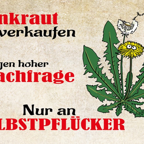 Schild Spruch Unkraut zu verkaufen Nur an Selbstpflücker JW