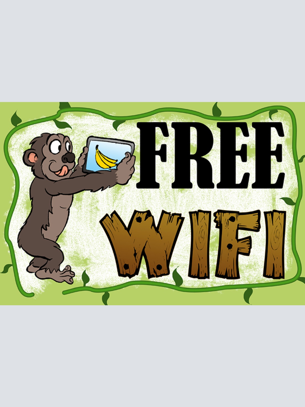 Schild Spruch Free WiFi Gratis WiFi WLan Affe Tablet JW