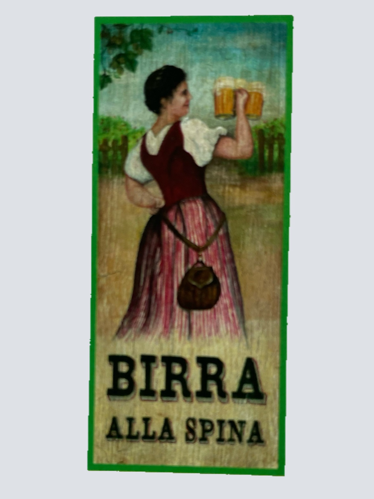Nostalgie Holzschild Birra Alla Spina Fassbier Bier Alkohol Italien Schild