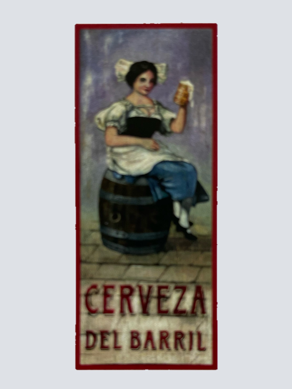 Nostalgie Holzschild Cerveza De Barril Fassbier Bier Alkohol Brauerei Schild