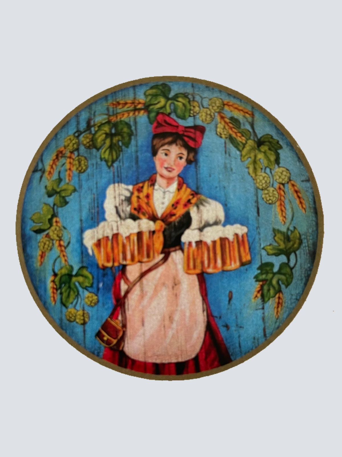 Nostalgie Holzschild Bier Alkohol Wirt Wirtshaus Glas Frau Kellnerin Schild