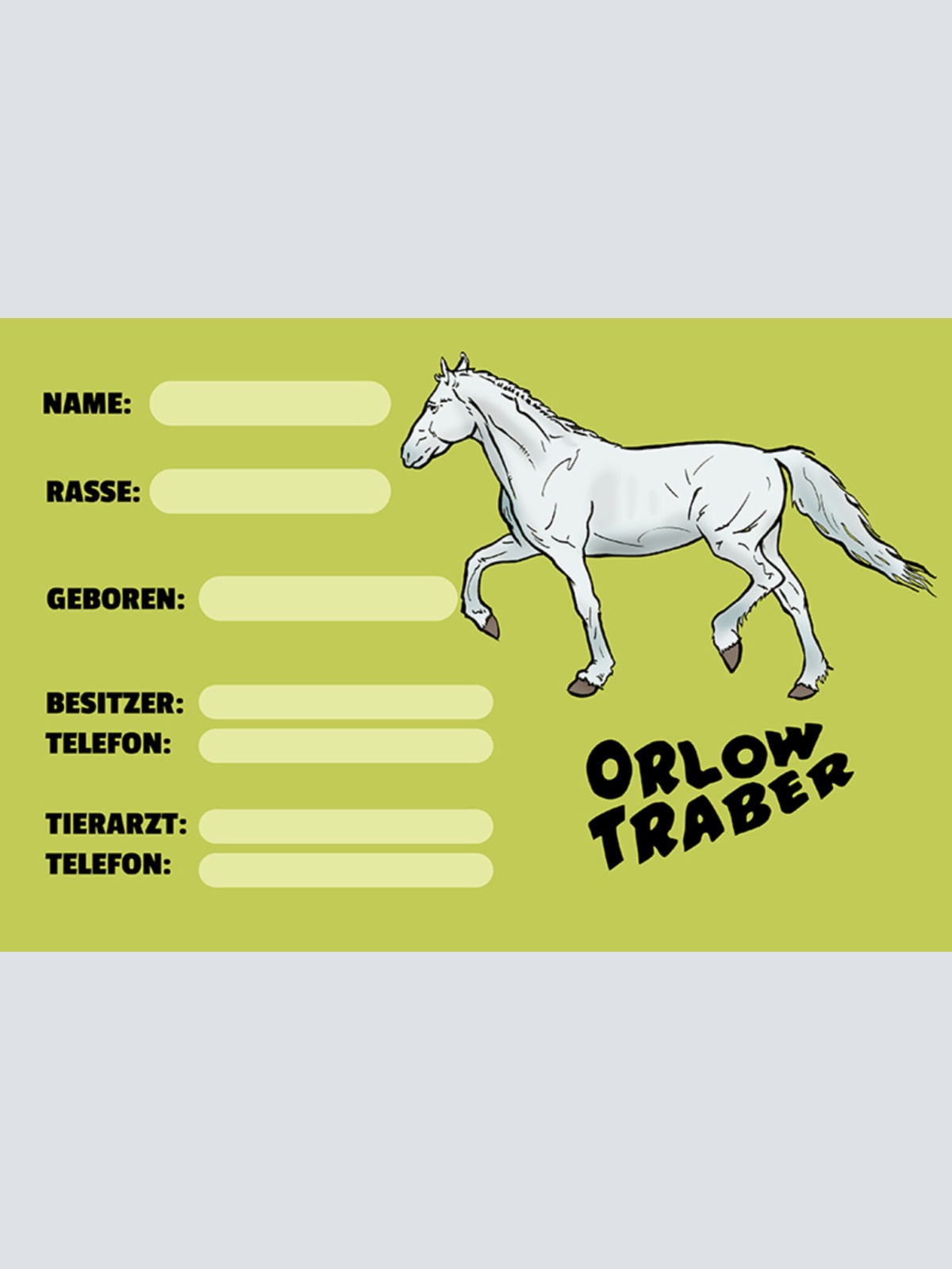 Schild Spruch Orlow Traber Pferd Steckbrief JW