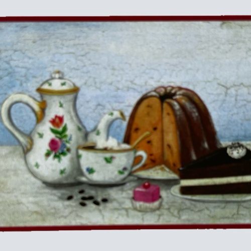 Nostalgie Holzschild Kuchen Torte Kaffee Tee Tasse Kanne Mehlspeise Café Schild