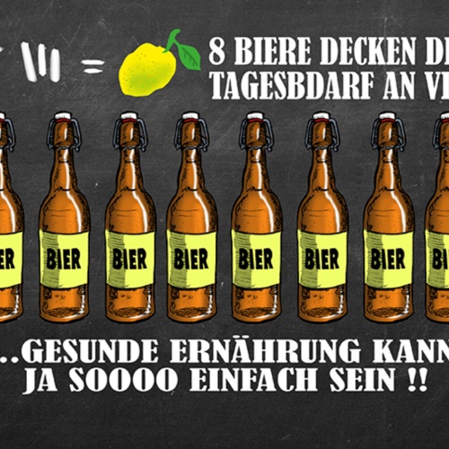 Schild Spruch 8 Biere decken den Tagesbedarf an Vitamin C Alkohol JW