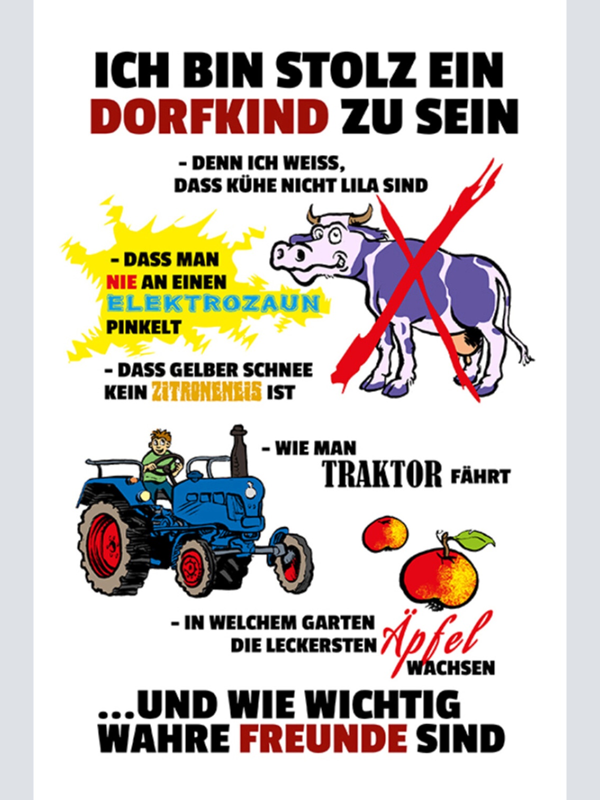 Schild Spruch Ich bin stolz ein Dorfkind zu sein Denn ich weiß dass Kühe JW