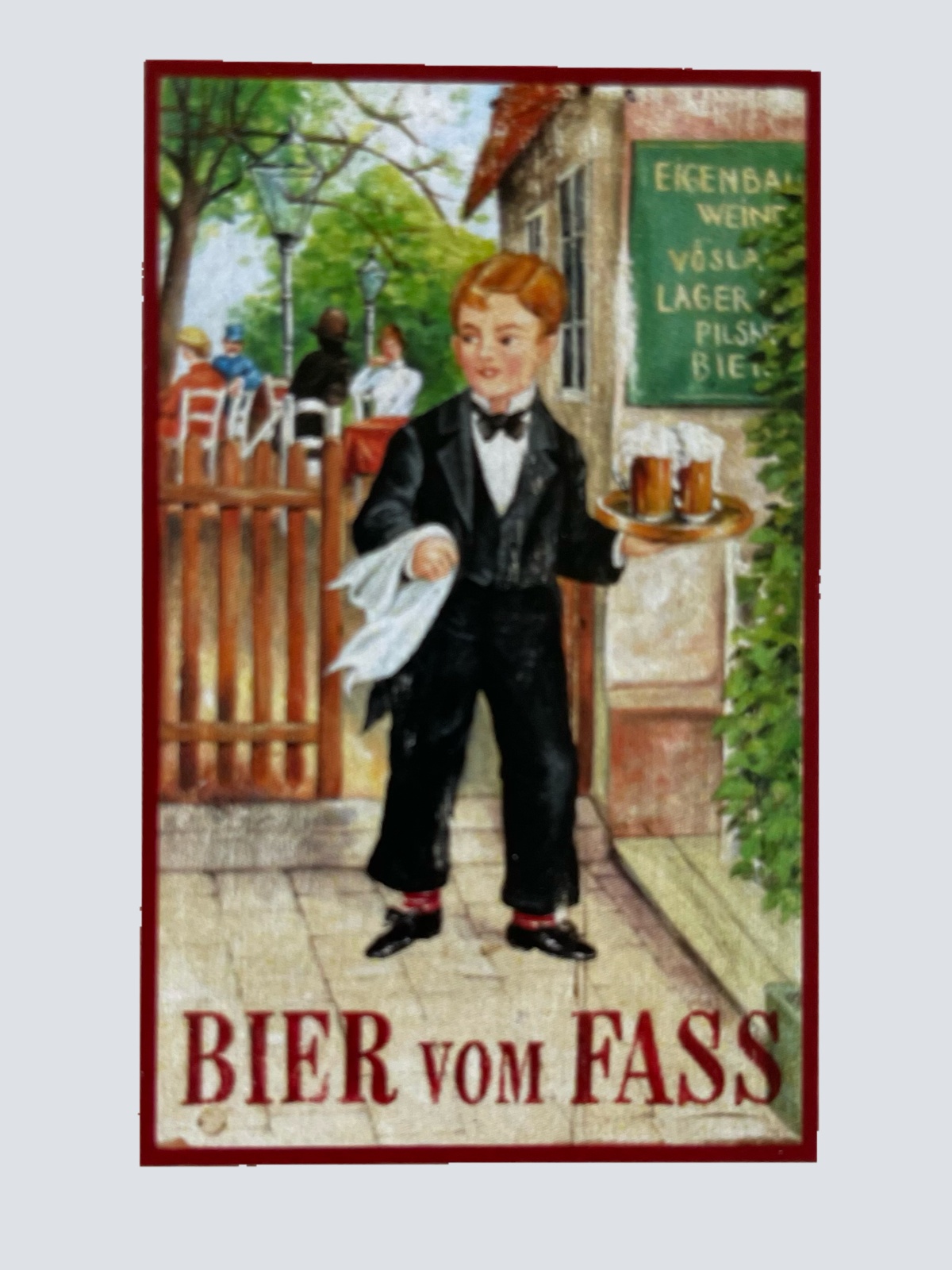 Nostalgie Holzschild Bier Vom Fass Alkohol Kellner Wirt Glas Gastgarten Schild