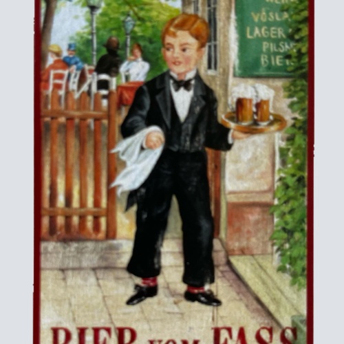 Nostalgie Holzschild Bier Vom Fass Alkohol Kellner Wirt Glas Gastgarten Schild