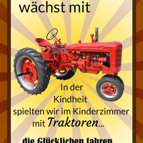 Schild Spruch Unser Spielzeug wächst mit Traktor Feld Bauer JW