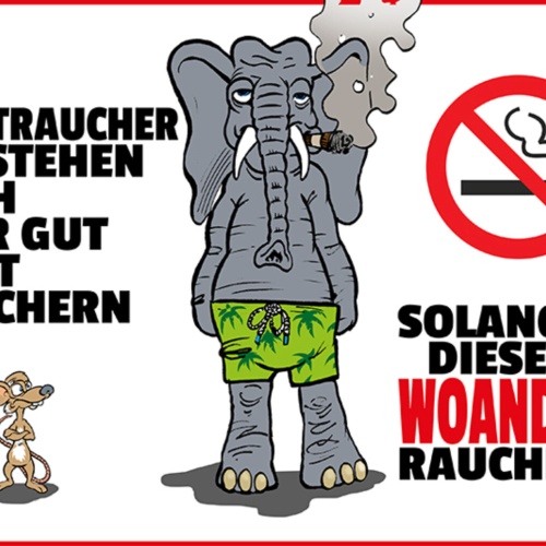 Schild Spruch Nichtraucher verstehen sich sehr gut mit Rauchern Maus Elefant JW