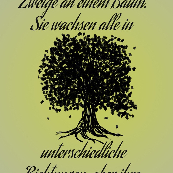 Schild Spruch Familie wie Zweige an Baum Wachsen in alle Richtungen Wurzeln JW