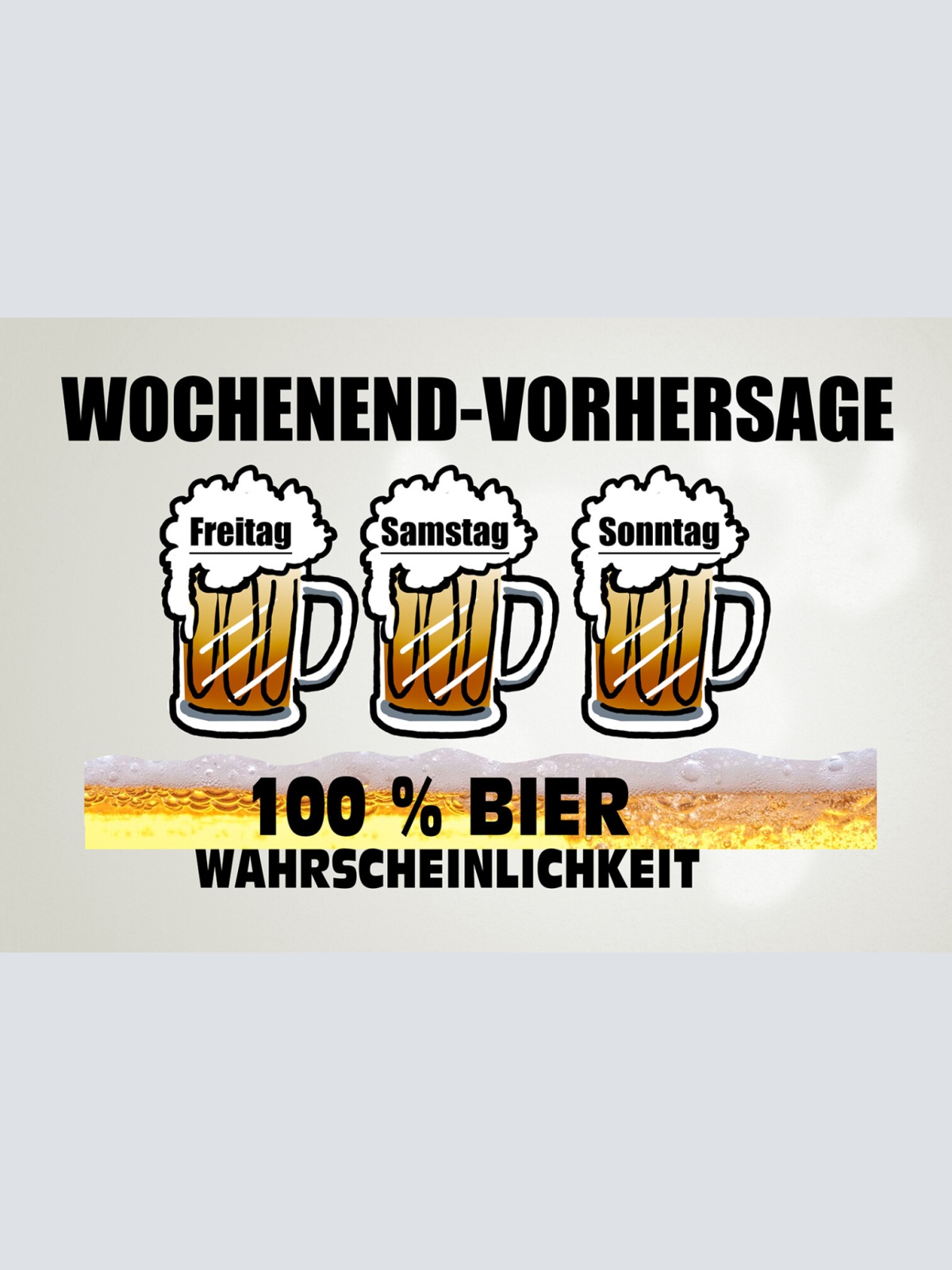 Schild Spruch Wochenend Vorhersage 100% Bier-Wahrscheinlichkeit Alkohol JW