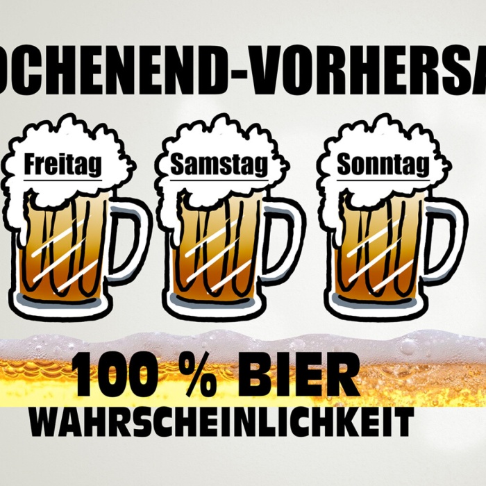 Schild Spruch Wochenend Vorhersage 100% Bier-Wahrscheinlichkeit Alkohol JW