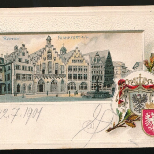 Präge-Karte aus Frankfurt mit Wappen Hessen (596)