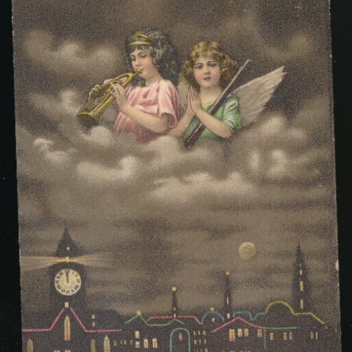 Glückwunsch-Karte gesegnete Weihnachten mit 2 Engeln (613)