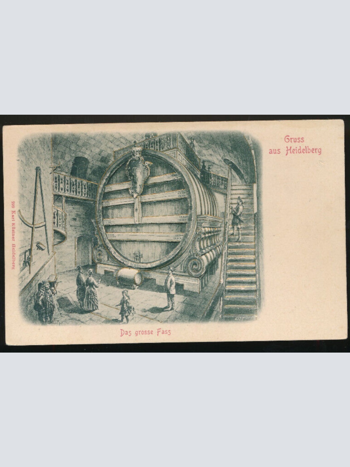 Relief - Karte gruss aus Heidelberg, das grosse Fass  Baden-Württemberg (630)