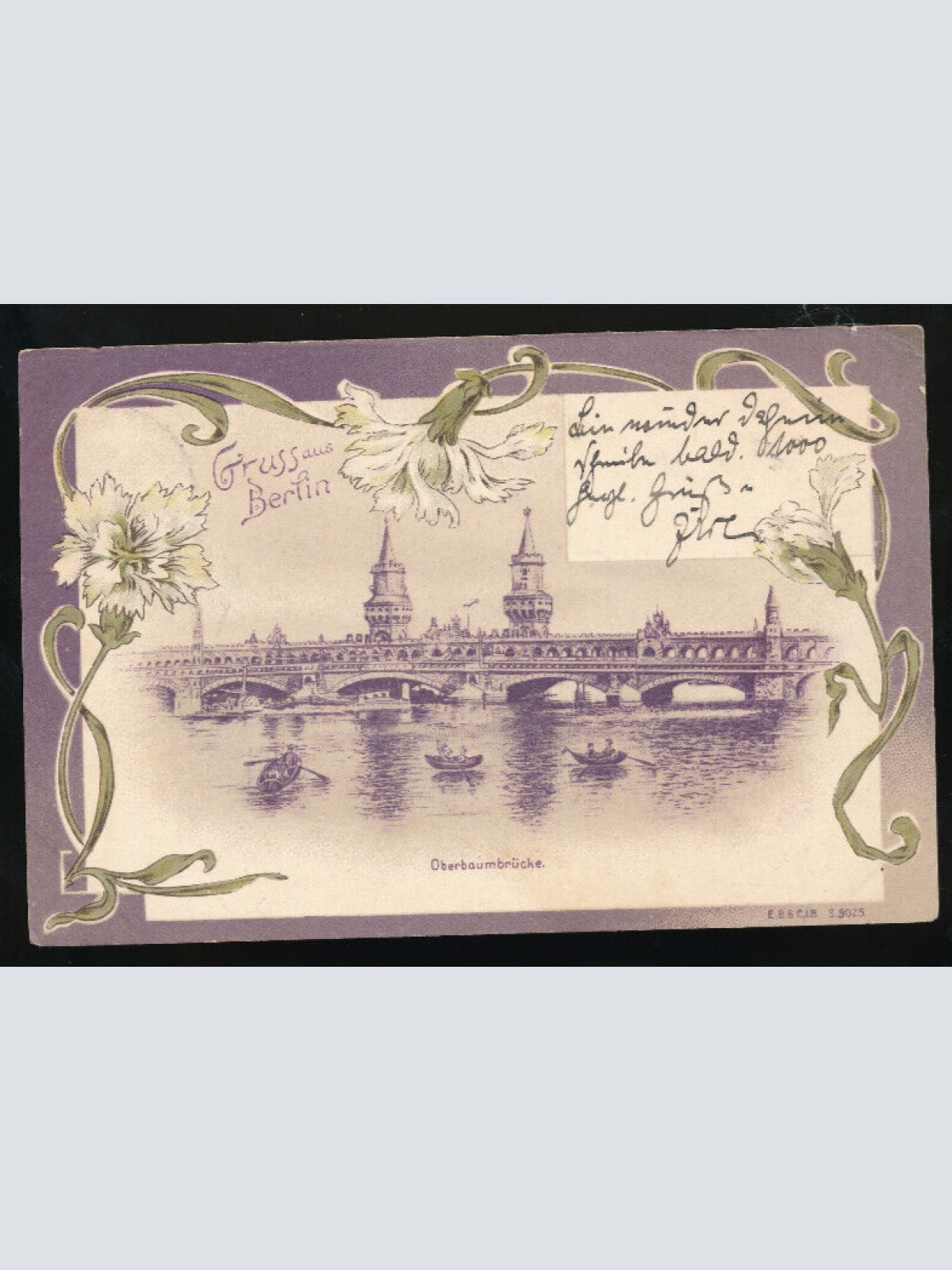 Jugenstil-Karte gruss aus Berlin Oberbaumbrücke (639)