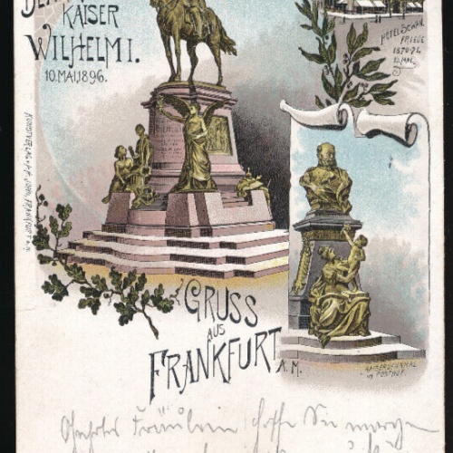 Litho-Karte gruss aus Frankfurt enthüllung des Denkmals Kaiser Wilhelm (654)