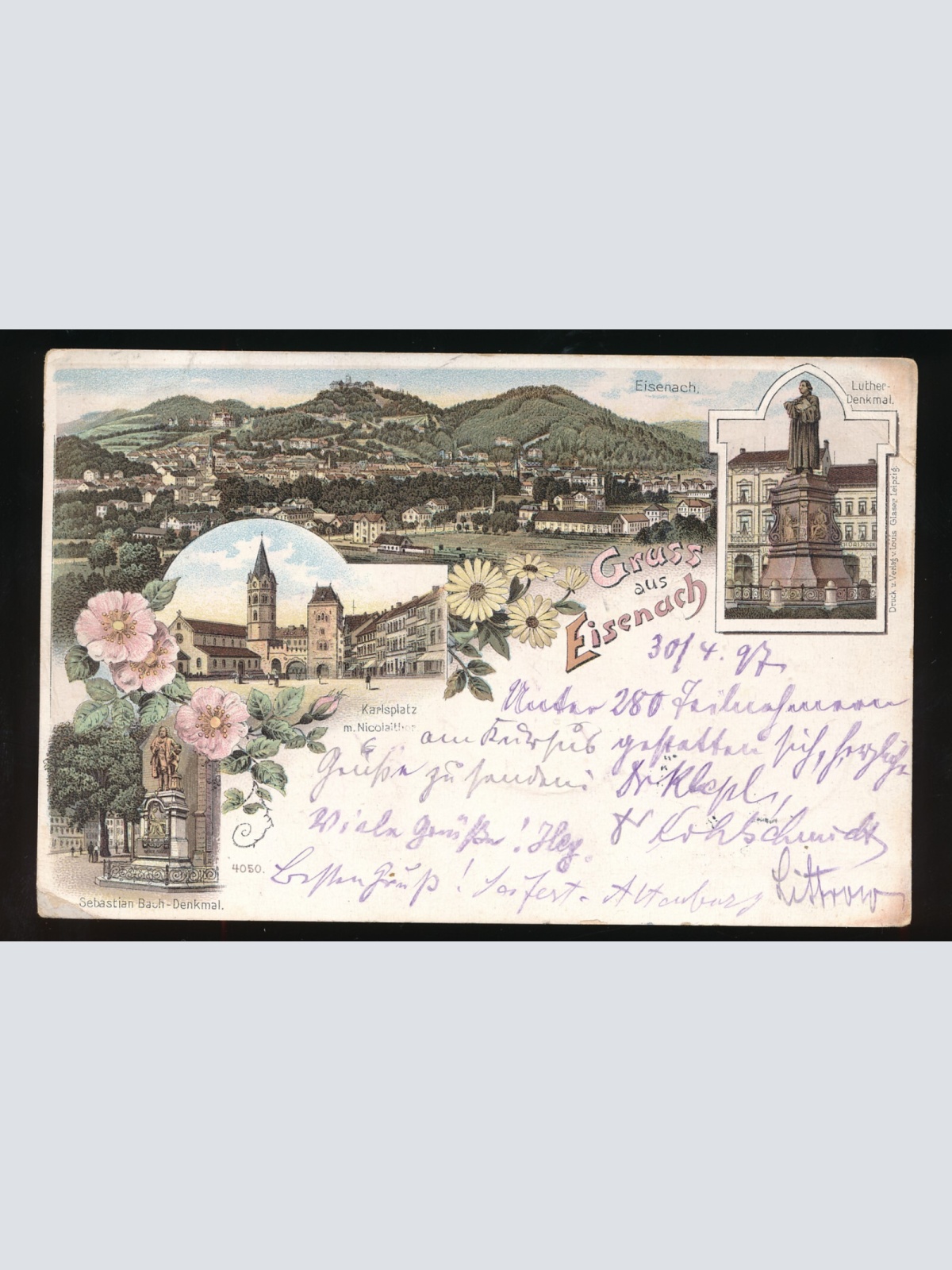 Litho-Karte gruss aus Eisenach Thüringen Deutschland (560)