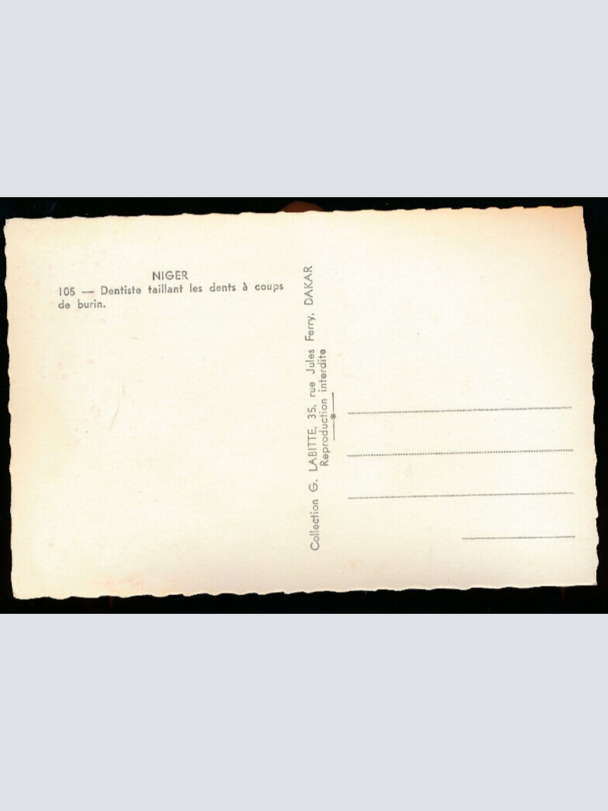 AK aus Niger Zahnarzt schärft Zähne mit Meißel Westafrika (684)