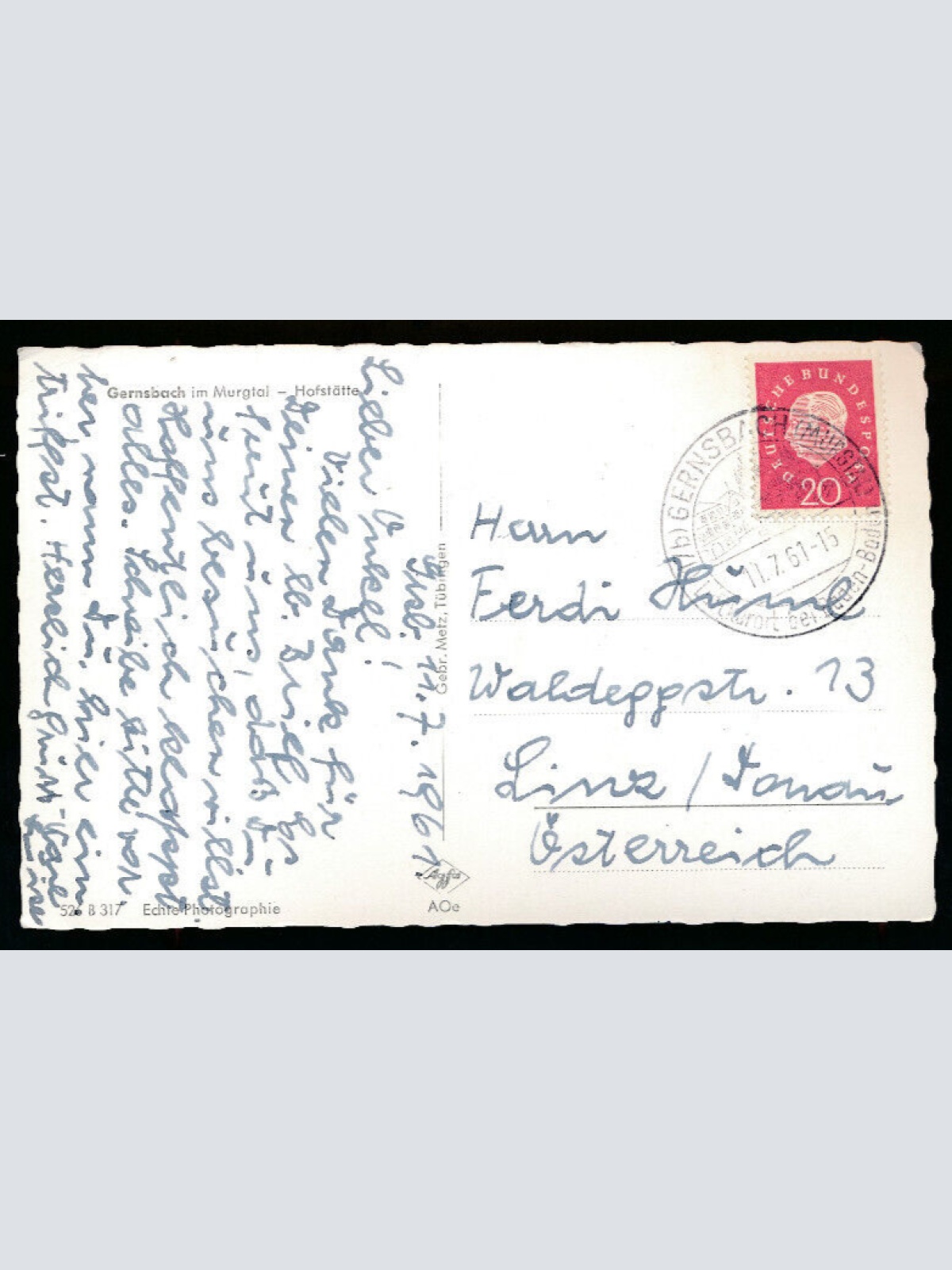 AK aus Gernsbach im Murgtal Hofstätte Baden - Württemberg (767)