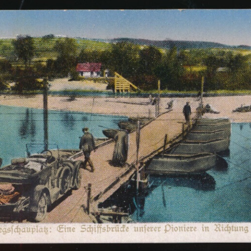 AK eine Schiffsbrücke unserer Pioniere in Richtung Dwernik (747)