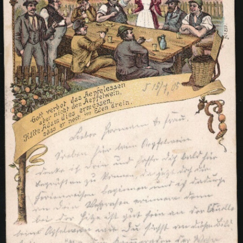 Litho-Karte gruss aus Sachsenhausen Frankfurt Hessen (653)