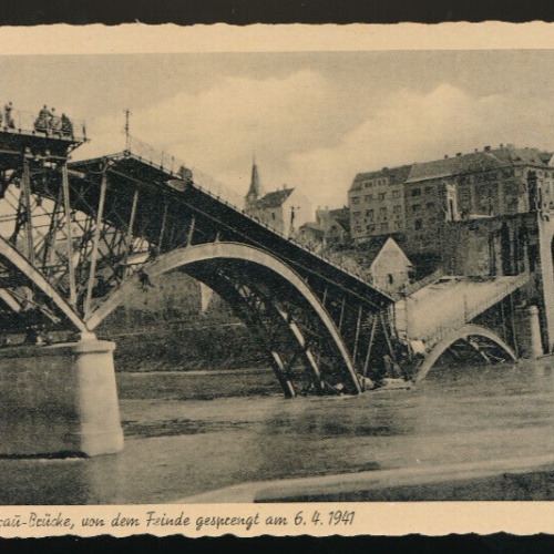 AK aus Marburg vom Feind Gesprengte Brücke 1941 (621)
