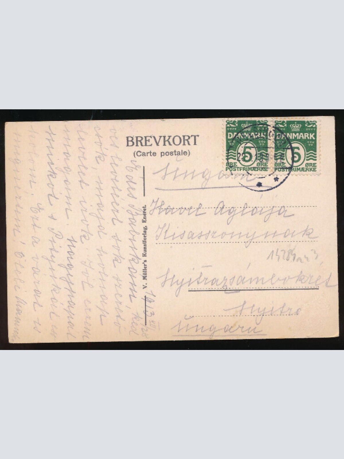 AK aus Kronborg mit Dampfer und Flagge Dänemark (694)