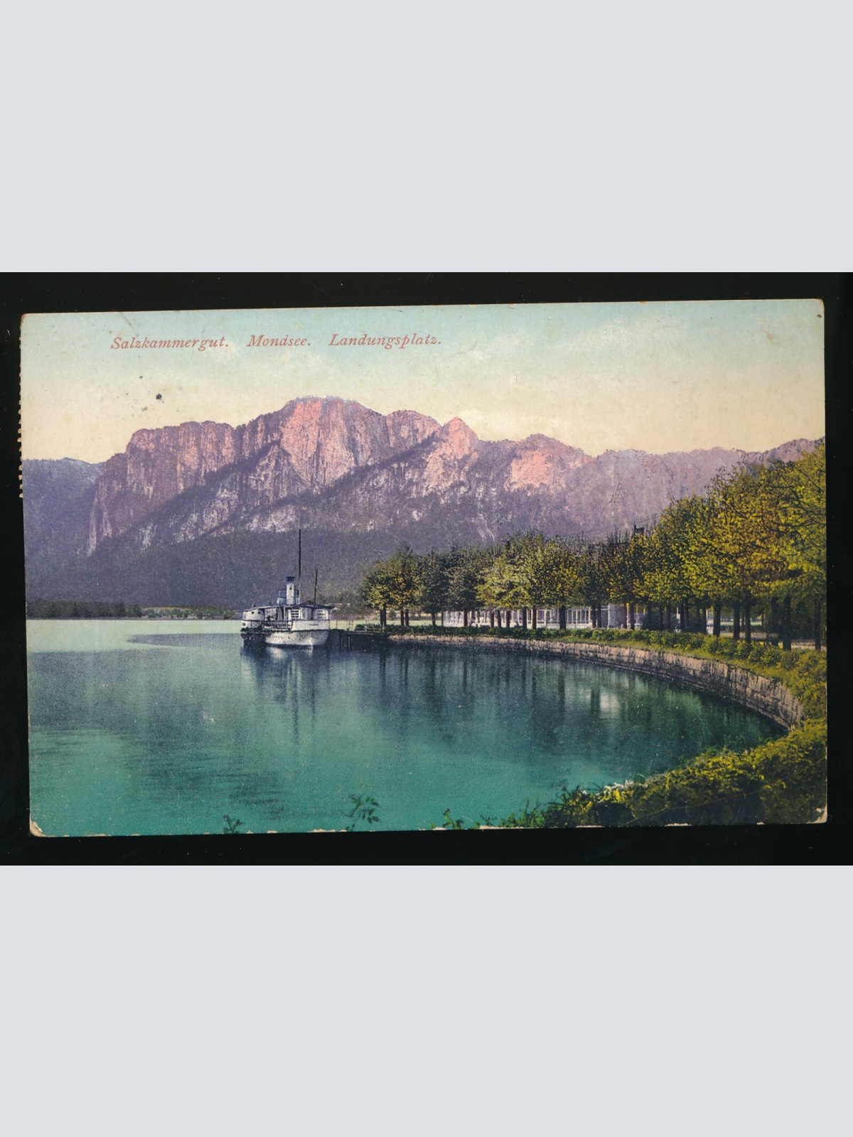 AK aus Mondsee Landungsplatz mit Dampfer (178)