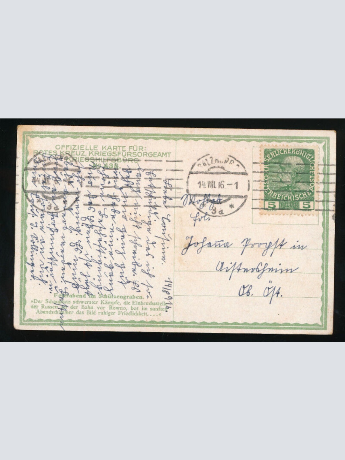 Rot-Kreuz-Karte Nr.438 Soldat im Schützengraben (277)