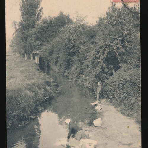 AK aus Meulan Frankreich mit Wäscherin (223)